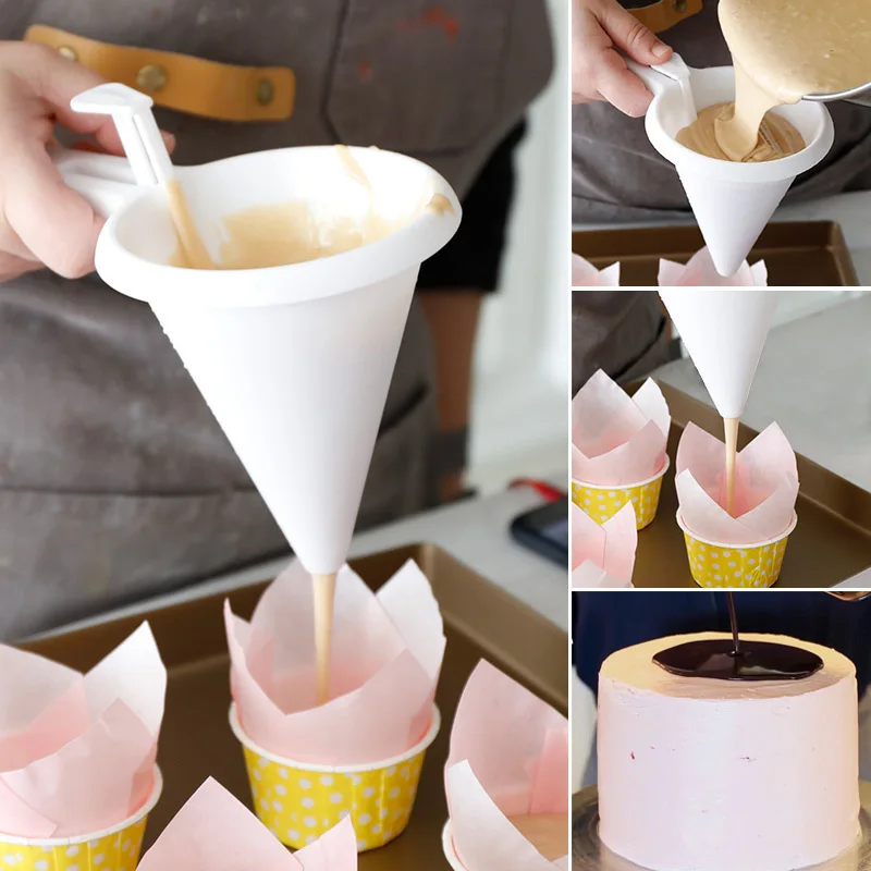 

Kitchen Cream Portion Funnel Conical Chocolate Egg Liquid Dispenser Multi Functional Handheld Cream Jam Measuring Funnel