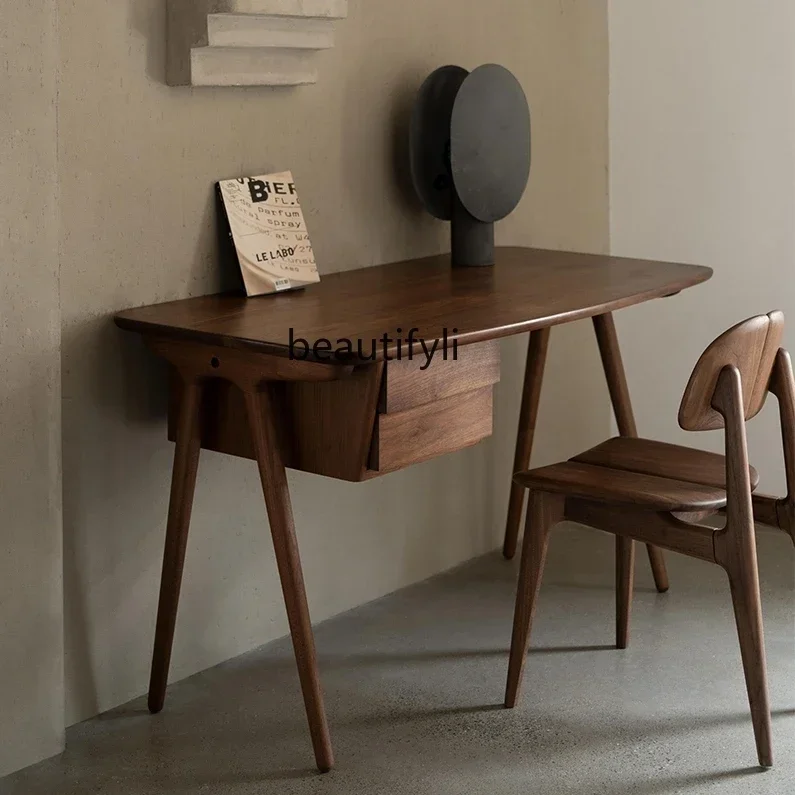 

Asmt51 ss Black beard cherry wood all solid wood light luxury writing table simple study Nordic furniture