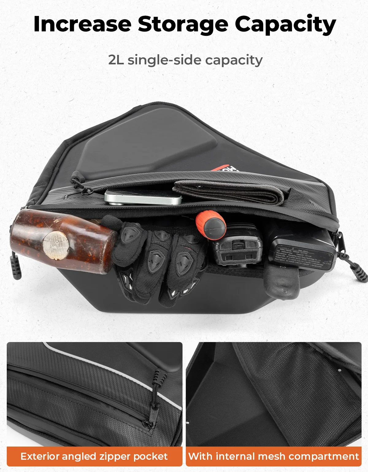 Bolsas de puerta EVA, bolsa de almacenamiento con protección de rodilla para Can-Am Maverick Trail/Sport/Commander 700 800 1000 R Max, cremallera resistente al agua