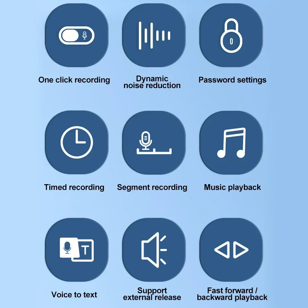 Rausch unterdrückung Multifunktions-Digital-Voice-Recorder Stereo-Sound Dynamische Ein-Tasten-Aufzeichnung 8-64g Diktiergerät Stift Musik MP3-Player