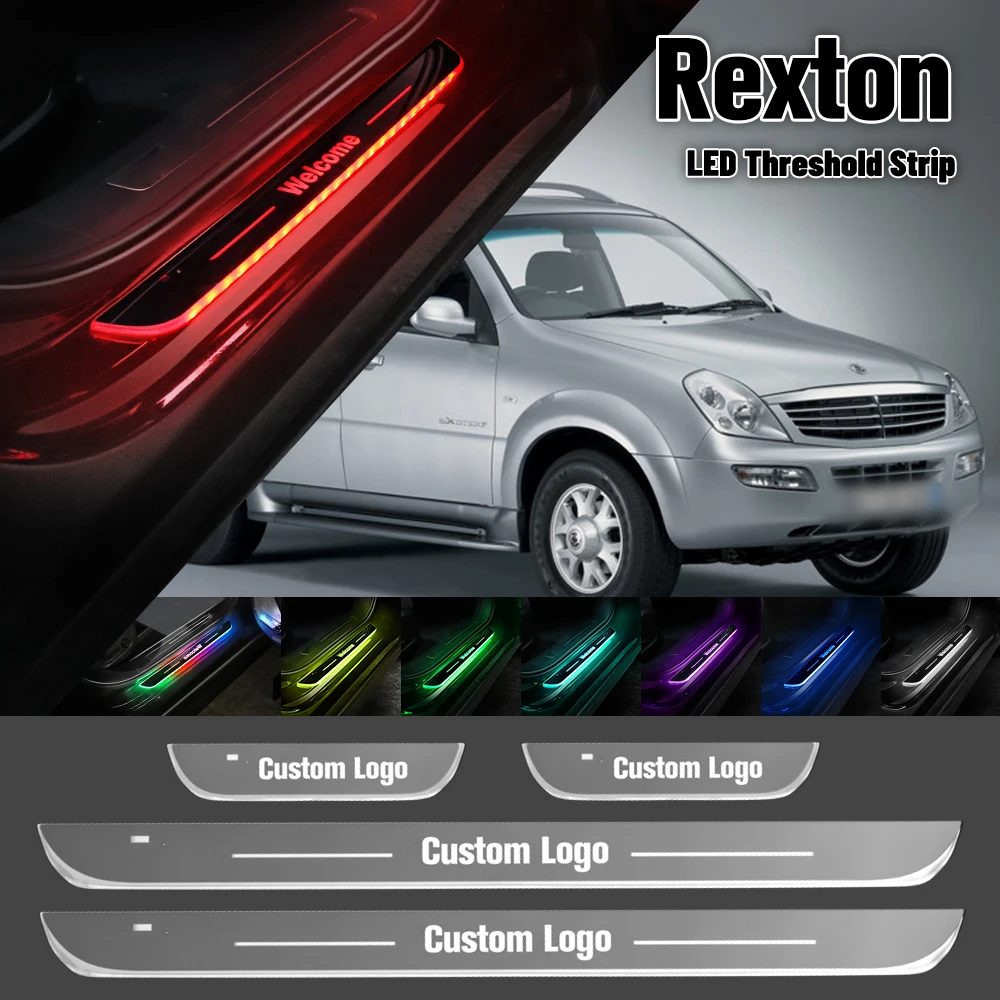 For Ssangyong Rexton 1 2 2002-2023 Car Door Sill Light Customized Logo LED 2016 2019 Welcome Threshold Pedal Lamp Accessories