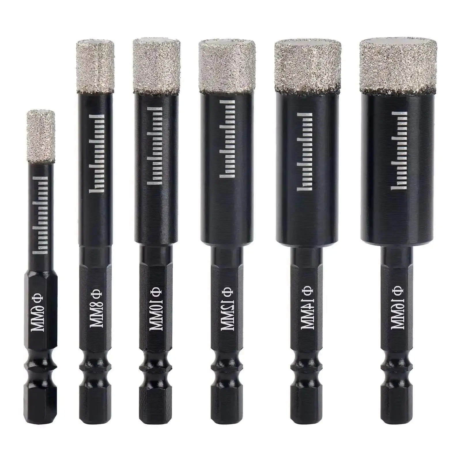 ろう付け乾式ダイヤモンドコアドリルビット 6-16mm 六角軸 石材用ドリルビット 花崗岩 タイル 磁器 大理石 セラミック 穴あけ工具