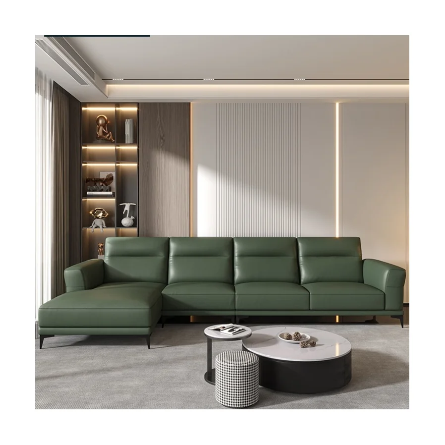 

！@New Product Ideas Leather Sofa Set Top Layer Cattlehide Modern Sitting Room Sofa French Chair Set Living Room Furniture