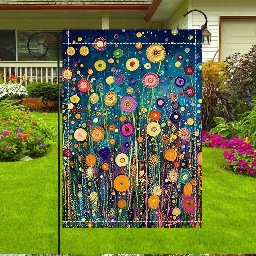 

2D-Flat Print Garden Flag, Colorful Floral Print, Home Decor, 30x45cm, Flagpole Not Included