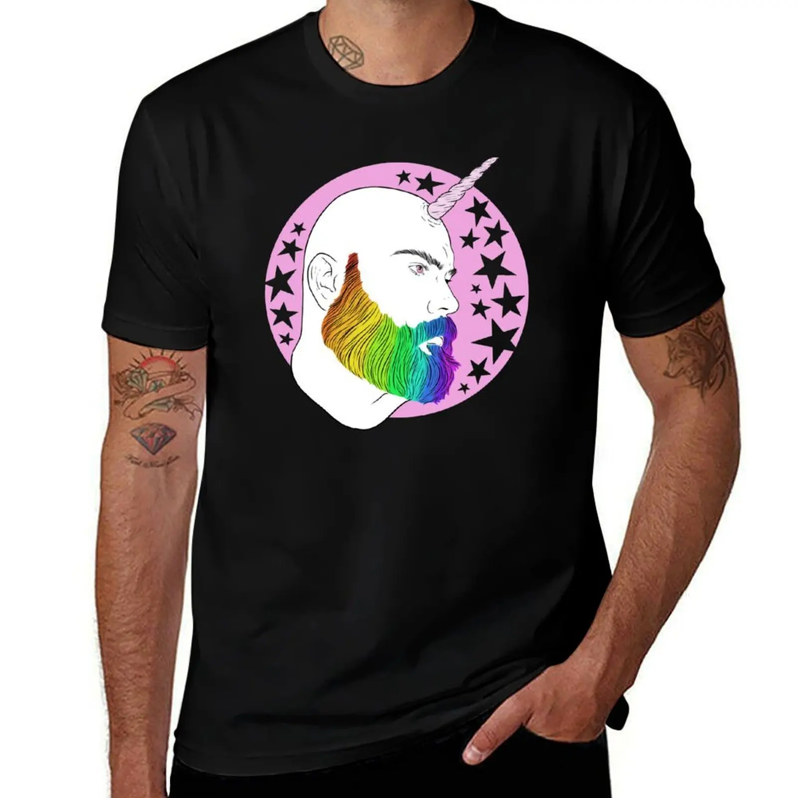 man T-Shirt magic vintage Bearnicorn Rainbow pink shirts t cotton for shirts man for t man t graphic men for shirts