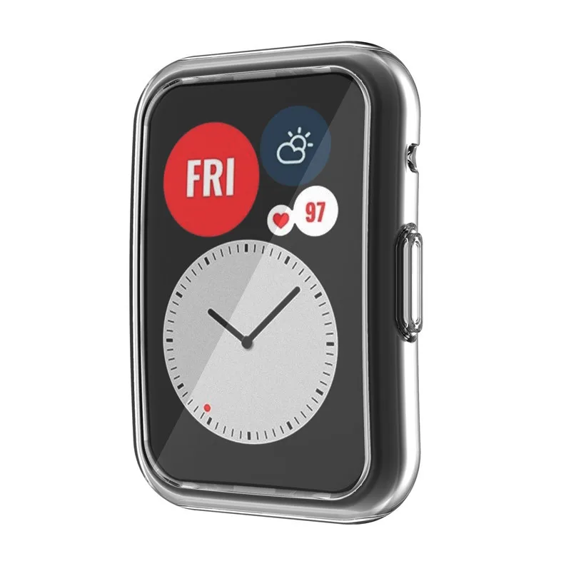 Étuis en silicone pour Huawei Watch Fit, film de protection d'écran, TPU, nouveaux accessoires de pare-chocs de protection, paquet de 50 pièces