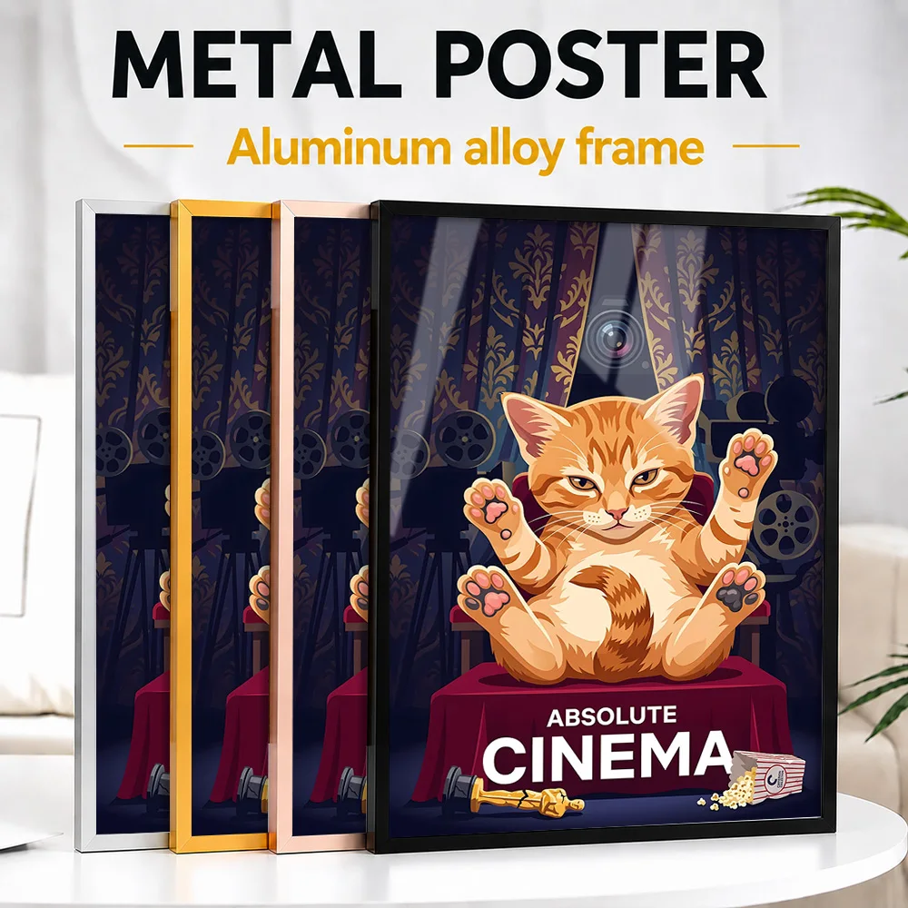 Absolute Cinema Cat Framed Metal Poster Personalized Screen Tribute Wall Art Designed For Story Lovers To Display In Theater