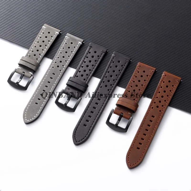 สายนาฬิกาหนังวัวแท้แบบนุ่ม ขนาด 18 มม. 19 มม. 20 มม. 21 มม. 22 มม. 24 มม. ระบายอากาศได้ดี สำหรับนาฬิกา Huawei Watch GT5/4 สายนาฬิกาแบบวินเทจ