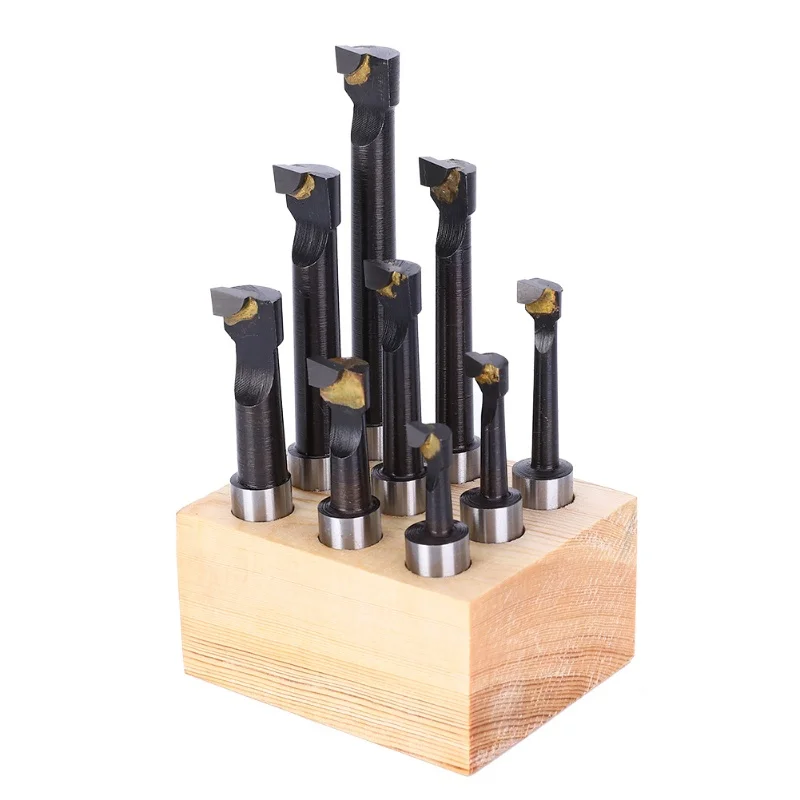 

9Pcs Boring Bar Set 12mm F1 Type High Speed Steel CNC Lathe Tool Holding With Base