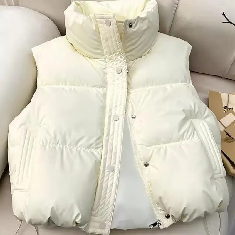 

Зимний женский пуховый хлопковый жилет, новый теплый жилет, женские пальто без рукавов с воротником-стойкой, женское повседневное пальто, топы для девочек