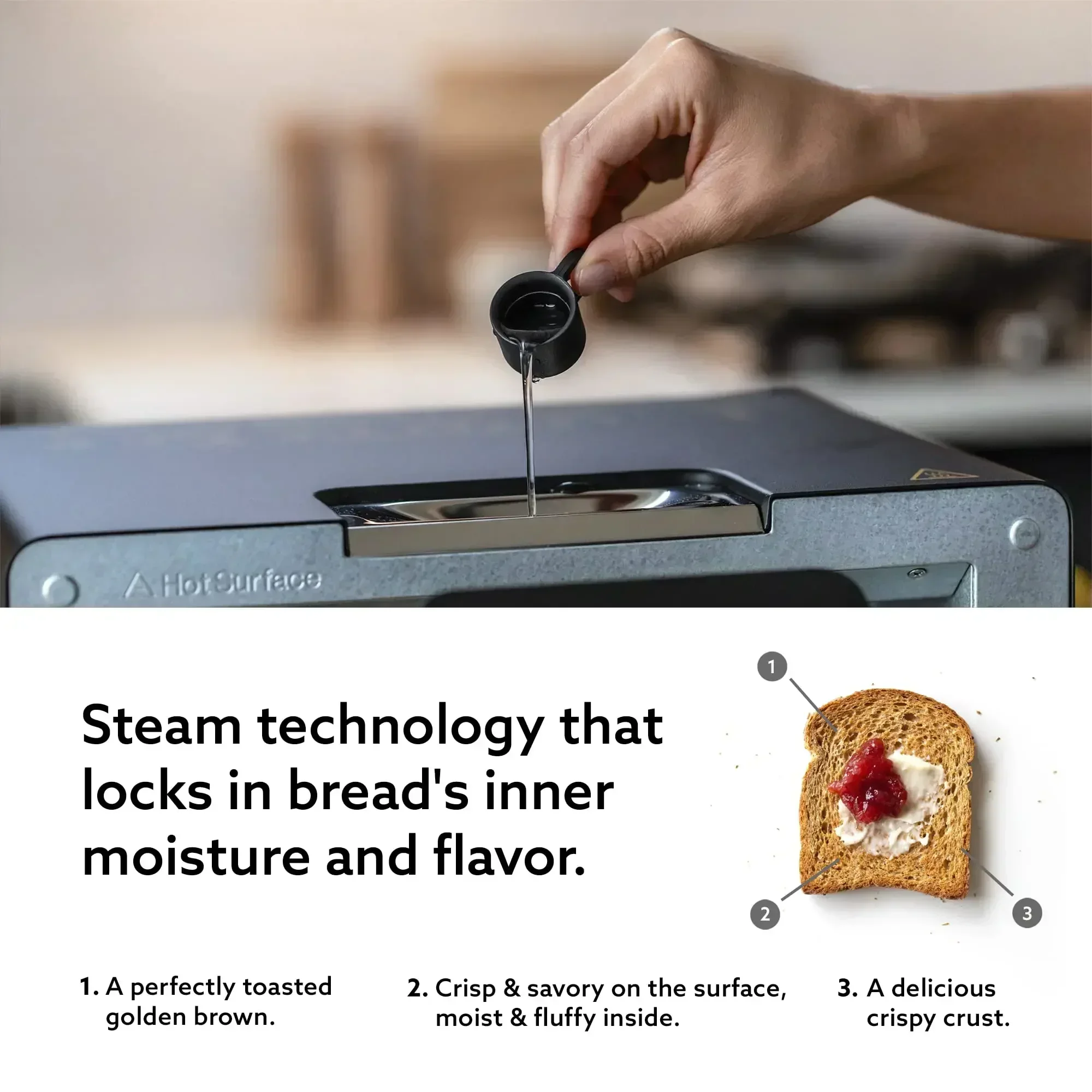 BALMUDA The Toaster | Steam Oven Toaster | 5 Cooking Modes - Sandwich Bread, Artisan Bread, Pizza, Pastry, Oven | Compact Design