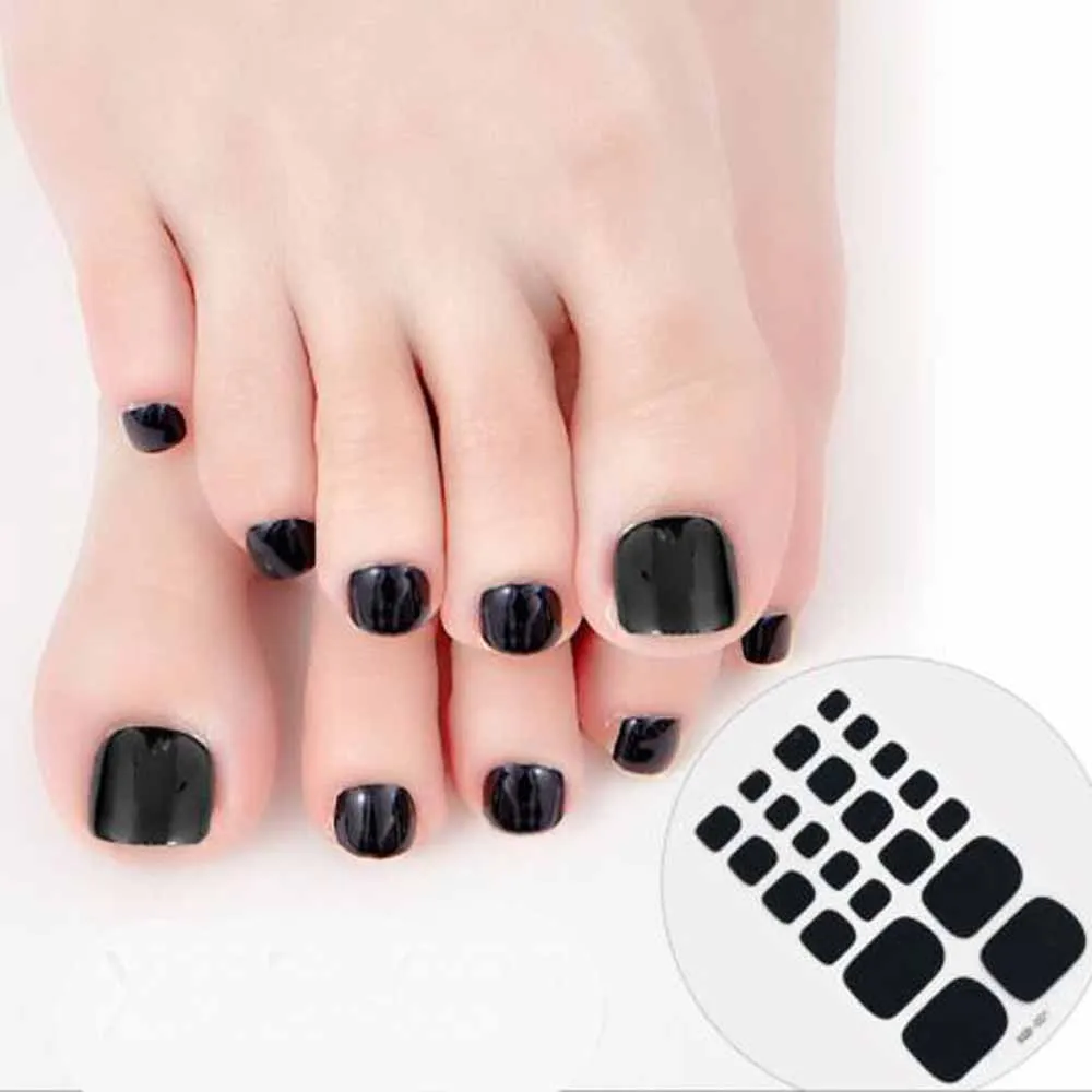 Toe Nail Sticker Wraps Adhesive Decals Toenail Polish Strips DIY Foot Decals Manicure Women Solid Color Full Cover Foot Stickers