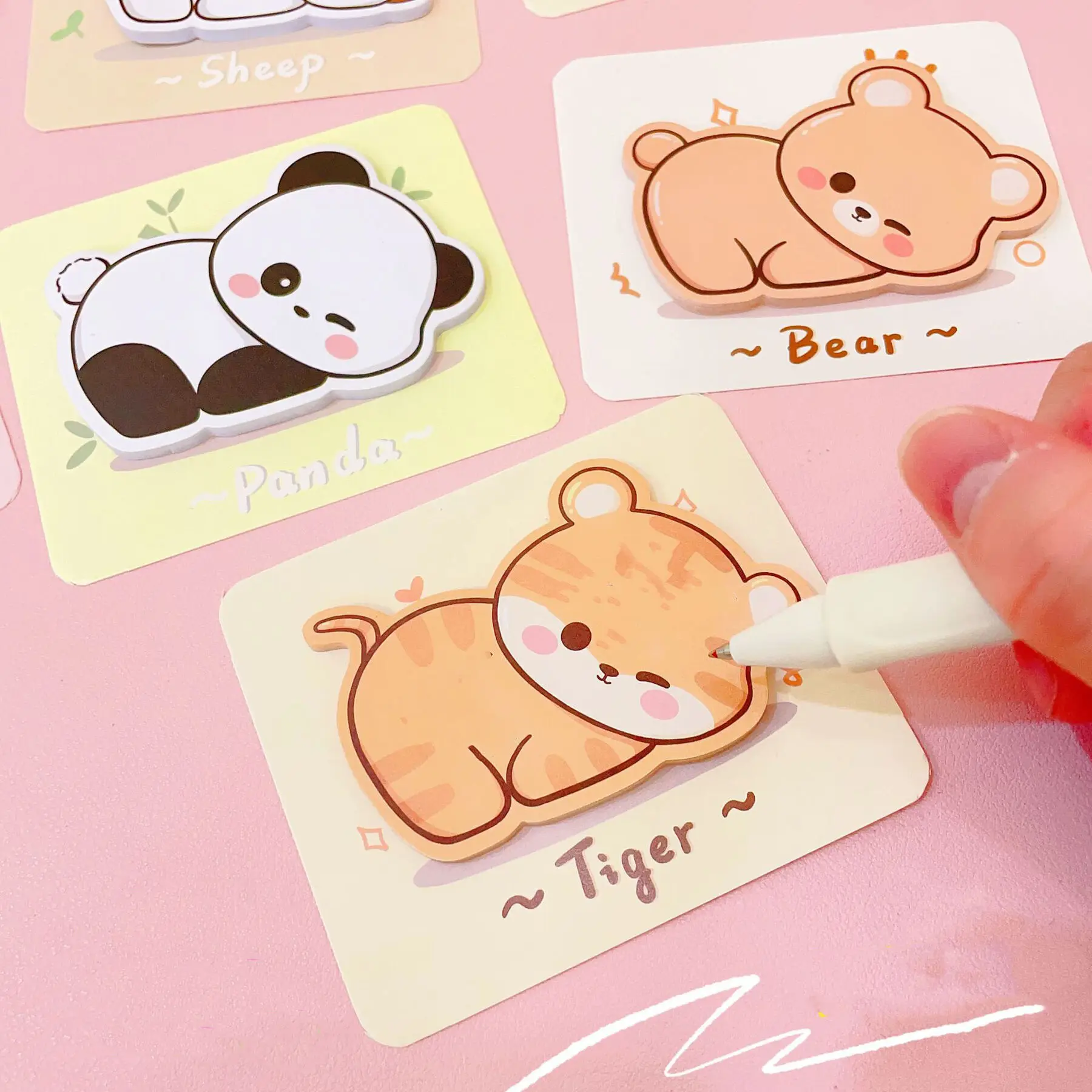 1 sztuka Lytwtw's Adhesive Cute Cartoon Animal Notes Notepad Memo Pad Office School Supplies Stationery Sticker