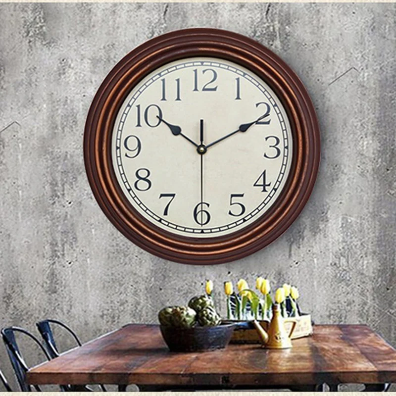 12 Inch Silent Retro Wall Clock Quartz Decorative Table Dial Battery Non-Ticking Digital Clock For Bedroom