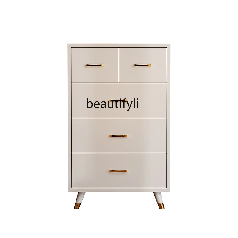 

Light luxury solid wood bedroom storage decorative bedside table modern minimalist wall drawer cabinet