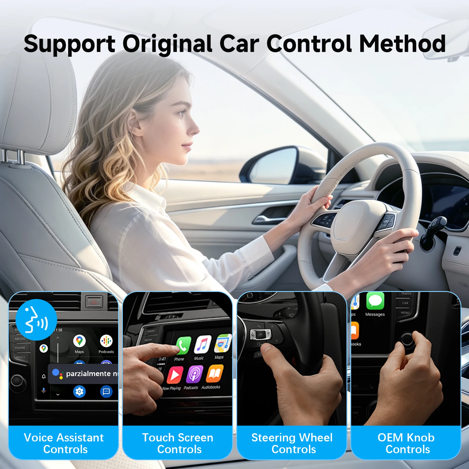 Ezonetronics 2 in 1 Wired to Wireless CarPlay Android Auto Adapter for OEM Car Stereo With USB Dongle Mini Box Bluetooth PlugPla