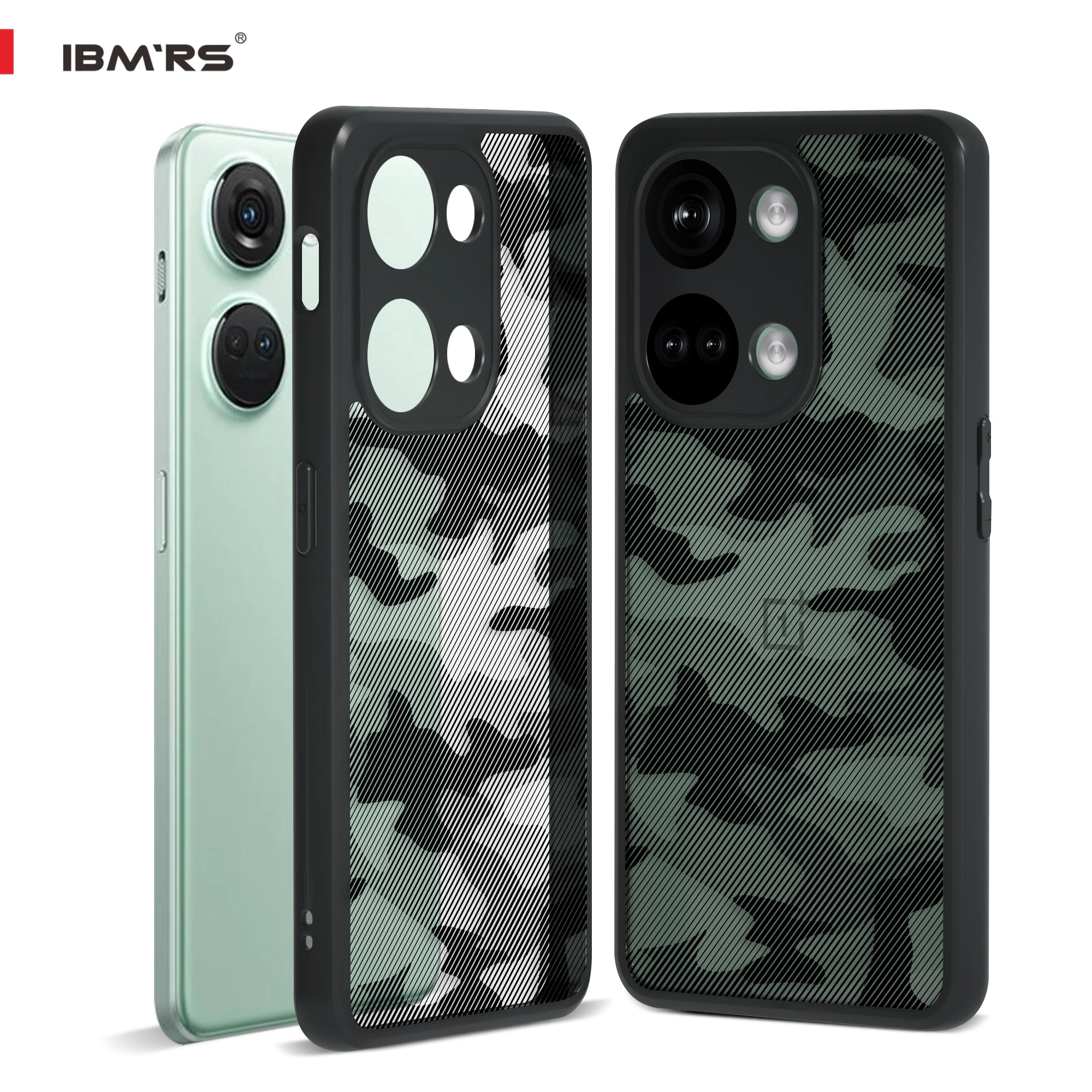 IBMRS-Camouflage Anti-Fingerprint Matte Clear Hard Back Case, Soft TPU Frame Protective Case,for  OnePlus Ace 2V, Nord 3 5G