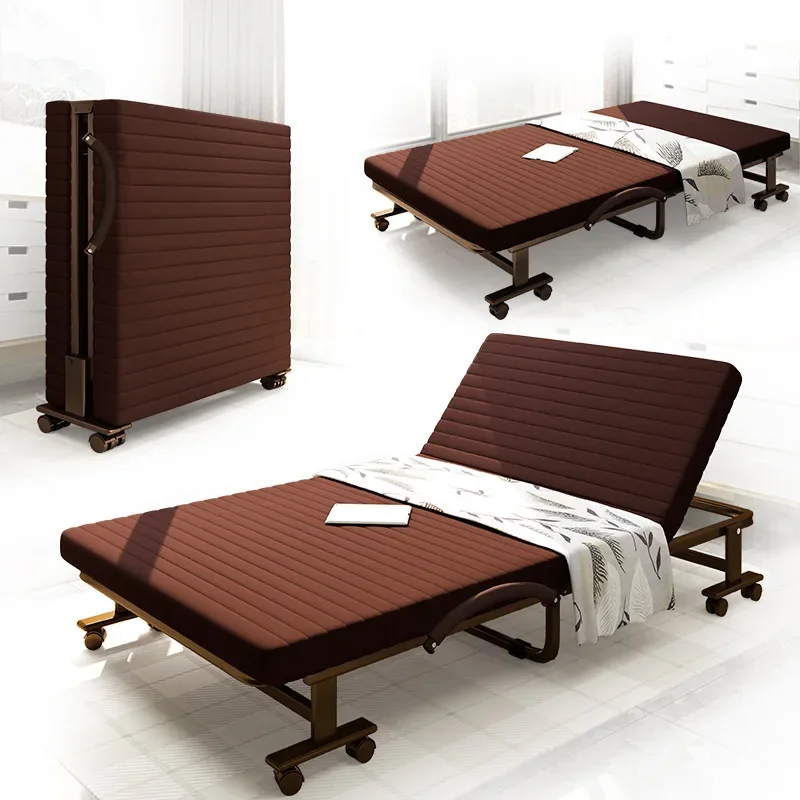 Folding bed single office lunch break child nanny free installation metal bed Japanese backrest