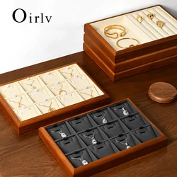 Oirlv Wooden Jewelry Box Jewelry Organizer Multifunctional Ring Necklace Bracelet Earrings Storage Tray Jewelry Display Props