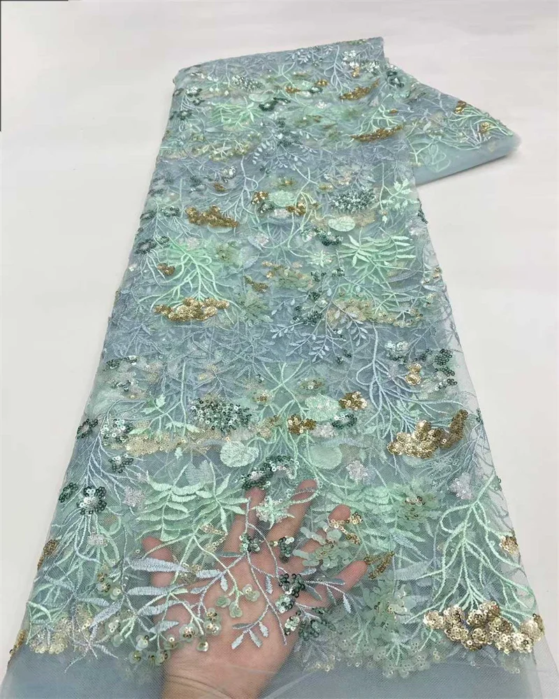 Kain Tulle Renda Lembut Elegan dengan Bordir Payet Berkualitas Tinggi untuk Gaun Pernikahan dan Pesta Malam Gaya Terbaru