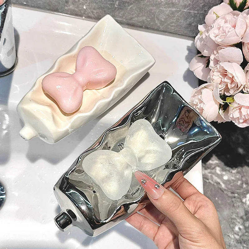 Cartoon Toothpaste Shape Ceramic Soap Dish Keep Soap Bars Dry Extend Soap Life Soap Box Creative Cute Soap Drain Rack Kitchen