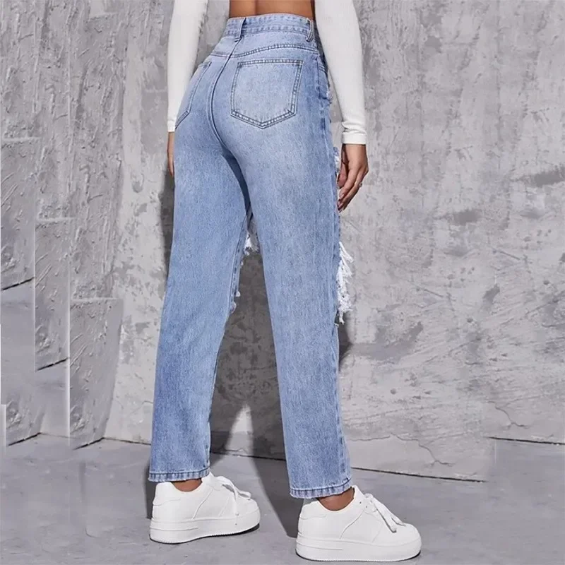 Jean taille haute en denim pour femme, pantalon évasé, streetwear long décontracté, coupe couvertes, jean baggy FjCapris, automne 2025