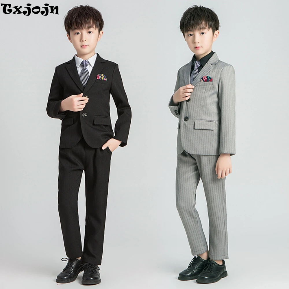 Txjojn Hot Sale Kids Formal Suit Set Birthday Party Popular Child Tuxedo 4 Pieces Classic Boys Lapel Suits Wedding Guest Clothes