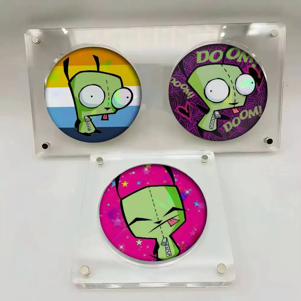 Anime I-Invader Zim Gir   Cartoon Brooches Anime Badge Round Handmade Brooch Lapel Pins Jewelry For Backpack Clothes Gifts