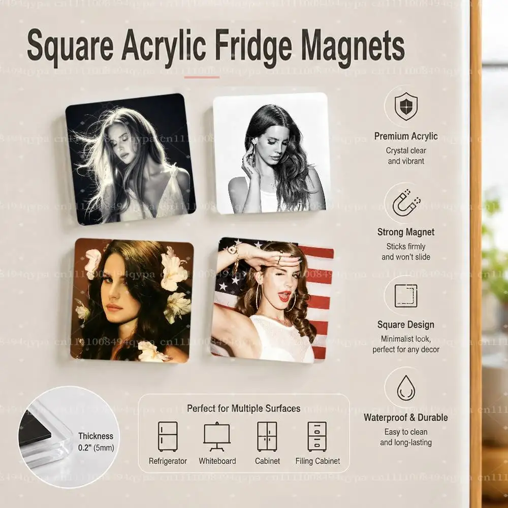 L-Lana Dey Ray Cinnamon Gril Decorative Square Magnetic Fridge Sticker, Custom Print Fridge Magnet, Home Decor Holiday Gift