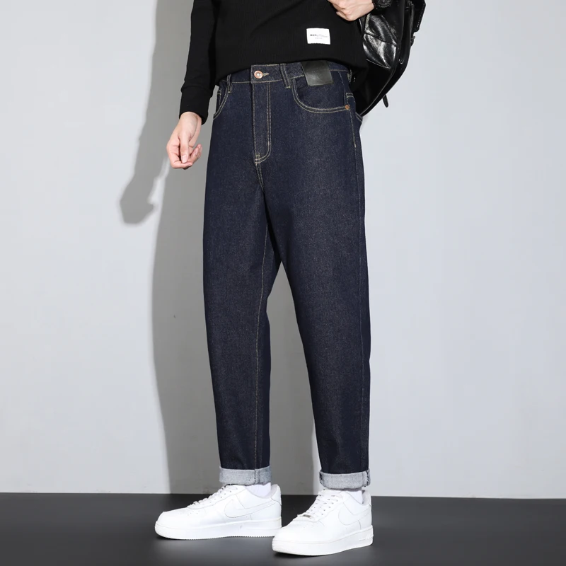 Raw Indigo Denim Pants Men's Jeans Classic Wide Men Pants For Men's Clothing Y2K