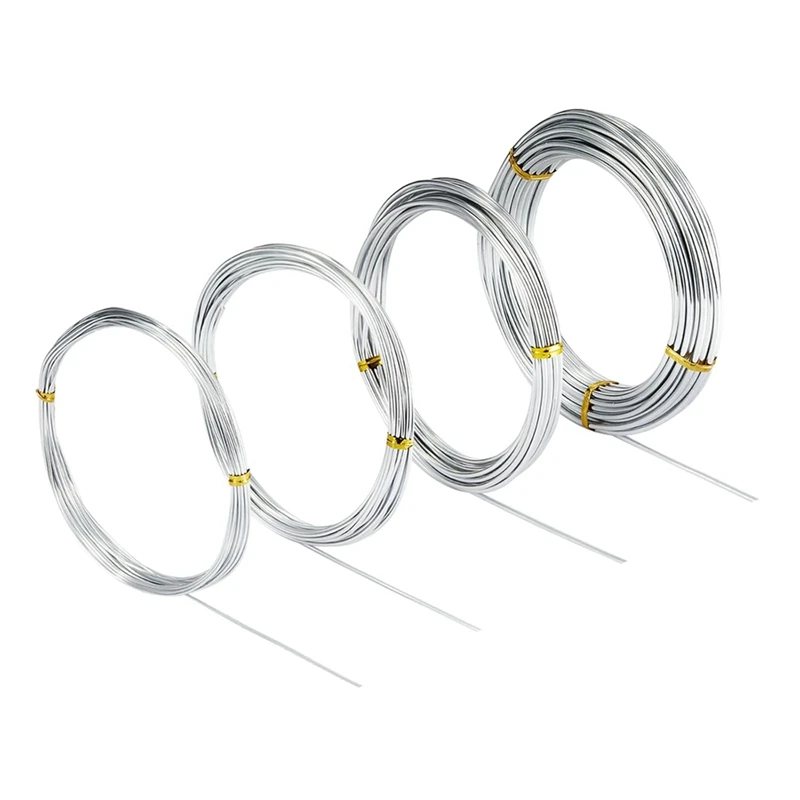 

X18A-4 Pcs Aluminum Craft Wires, 3Mm X 10M, 2Mm X 5M, 1.5Mm X 5M, 1Mm X 5M, Bendable Craft Wires For Sculpting Armature DIY