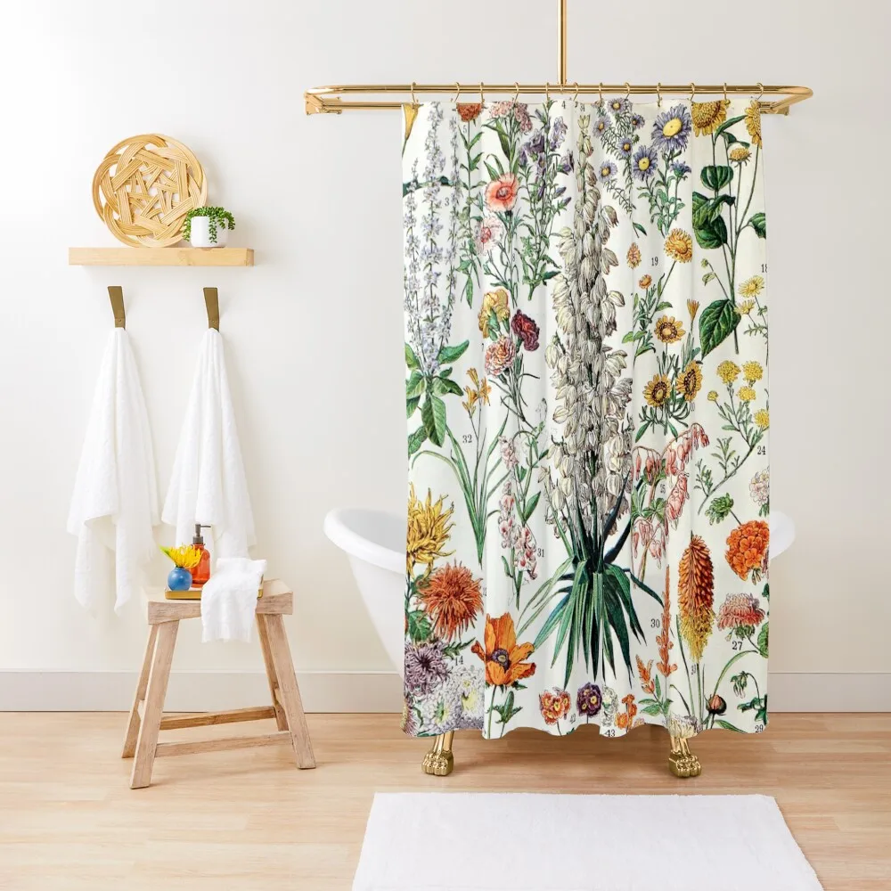 

Adolphe Millot - Fleurs B - French vintage poster Shower Curtain In The Bathroom Modern Accessory Bathrooms Curtain