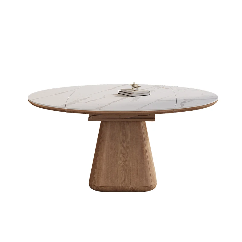 Solid wood square round dual-purpose rock plate table modern simple square variable round table retractable function table