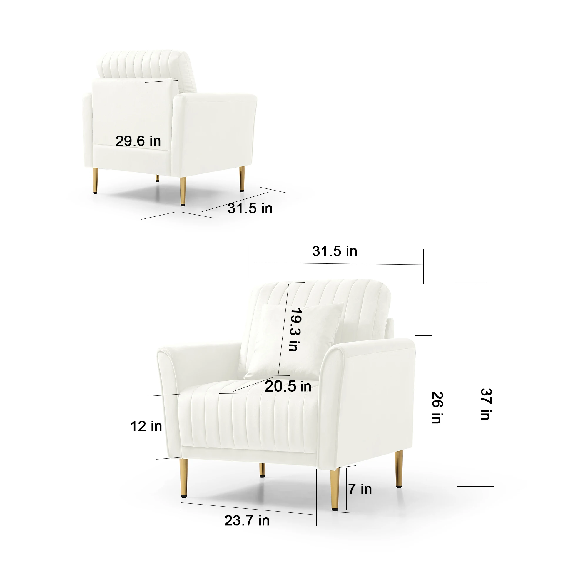 Mid-Century Modern Velvet Fabric Accent Chair Armchair for Living Room Bedroom Channel Tufted Upholstered Comfortable image 6
