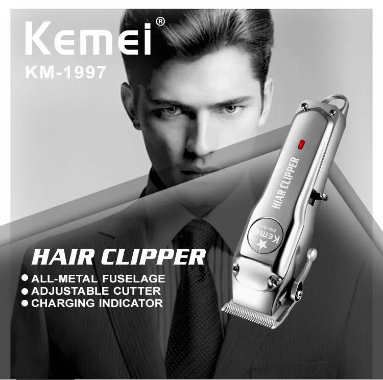 Kemei Fast Charging Electric Clippers KM-1997 Can Work For A Long Time For 3.5 Hours. Metal Shell Salon Professional Trimmer