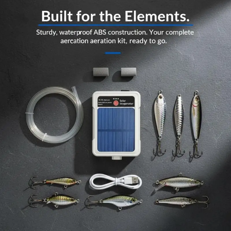 Solar USB Aquarium Pump Portable Oxygen Aerator with Pipe for Fish Tank Silent Wave Maker Design