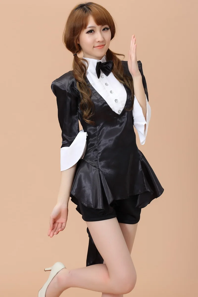 Black Ds Stage Dress Magician costumes Bar Nightclub Start Dance Costume Show clothing