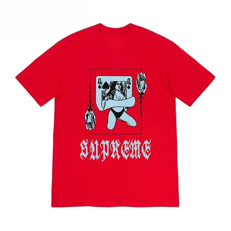 Koszulka SUPCard Q z nadrukiem, modny amerykański trend 2025, do noszenia na co dzień, do sportu i podróży, dla kobiet i mężczyzn.