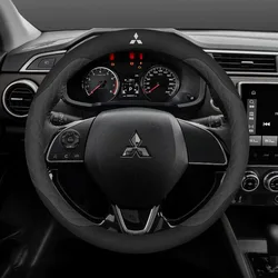For Mitsubishi Outlander Pajero Asx Colt Lancer Delica Evolution L200 Triton RALLIART  Anti-slip Car Suede Steering Wheel Cover
