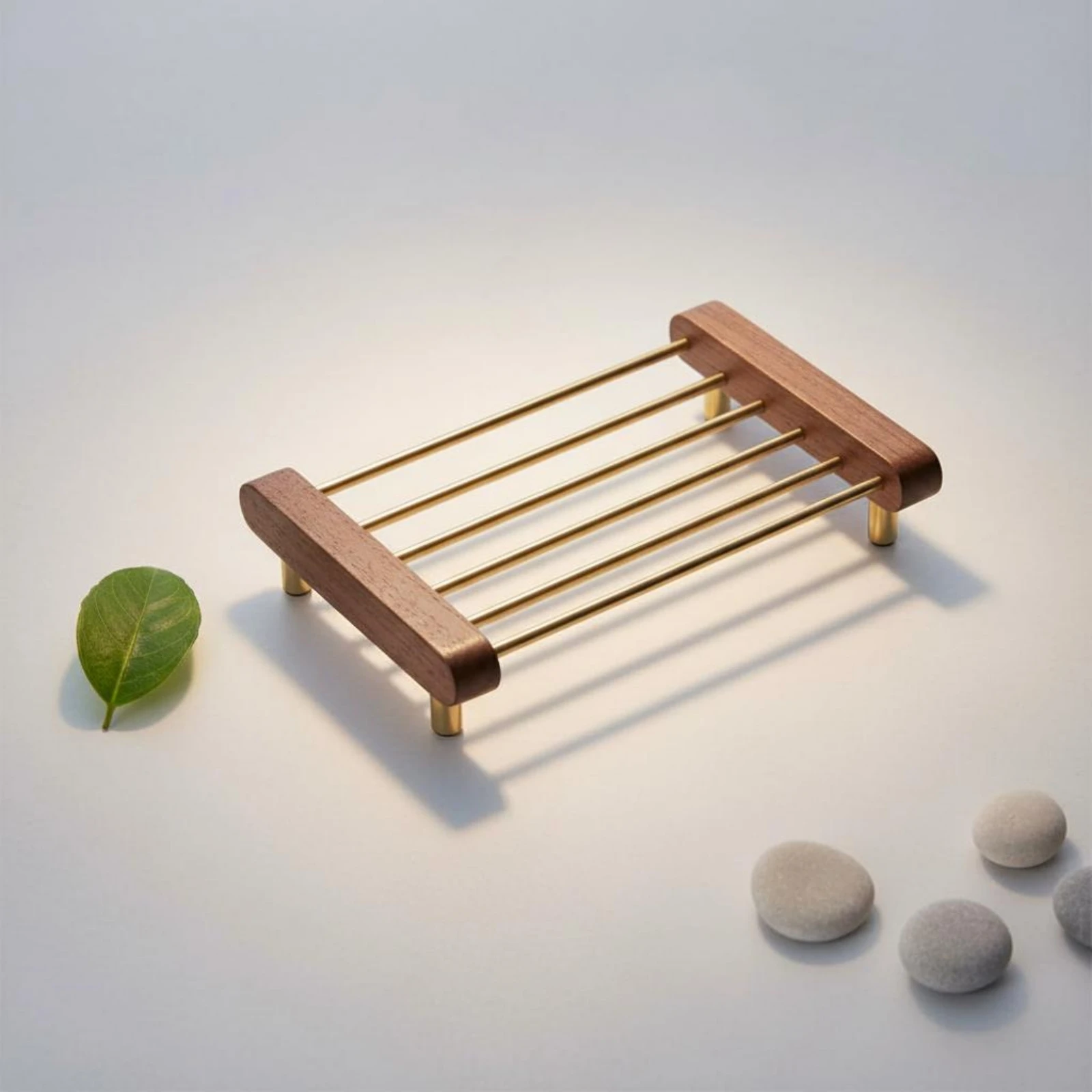 

Wooden End Soap Rack Gold-Tone Draining Soap Rack Bathroom Accessory Easy to Clean Reusable for Sink