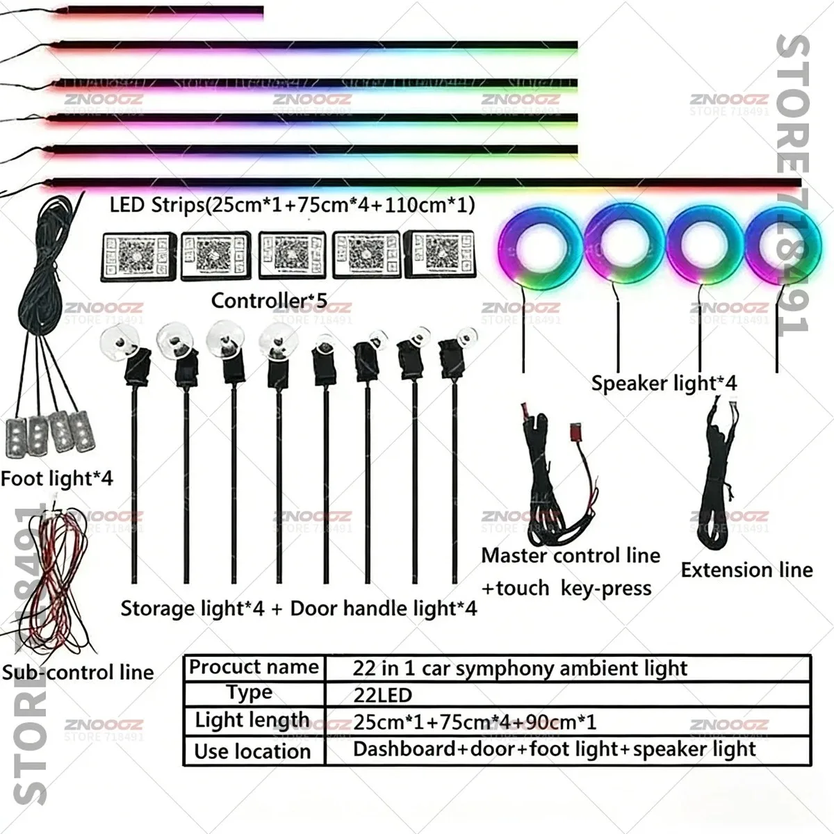 22in1 RGB Car Interior Acrylic Car Ambient Lights RGB Hidden Acrylic Strip Decoration Atmosphere Accessories For Tesla Model X view 3
