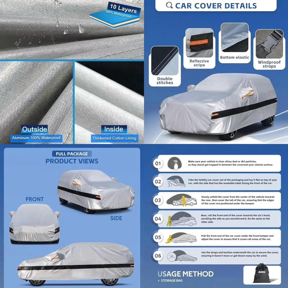 

Водонепроницаемый чехол для внедорожника из 10 слоев, на заказ для моделей 2006-2017 годов, всепогодная защита с хлопковым утеплителем, серебристый