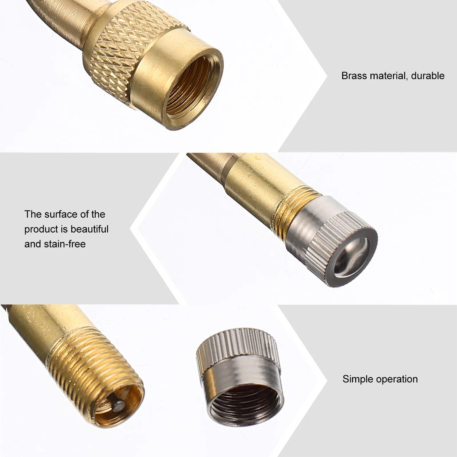 2Pcs Stem Extension Adapter 135 Degree Angled Brass Tyre Extension Adaptor for Car Motorcycle Truck Stem Extender Metal
