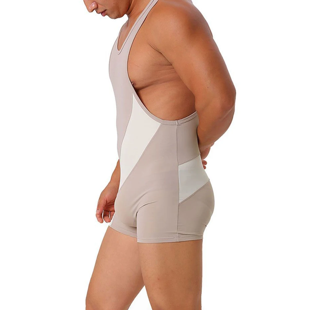 Summer New Male Color Block Sleeveless Jumpsuit American Retro Fashion Trendy Street Slim Casual Breathable Niche Men's Clothing
