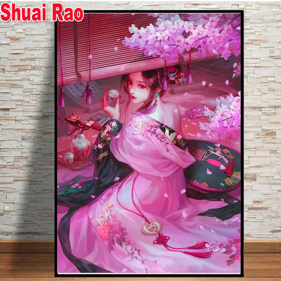 5D Diamond Embroidery Geisha Death anime Diamond Painting Full Drill Rhinestone Picture Mosaic Cross Stitch Kits Woman Home Deco