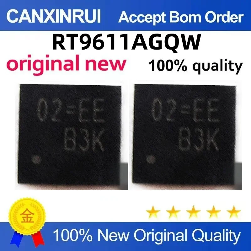 (5-100 pieces)New RT9611AGQW code chip silk screen 02=EF 02=O2=QFN8