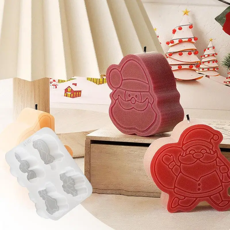 Christmas Candle Mold Silicone Tree Mould Non-Stick Handmade Soap Candles Different Patterns Christmas Baking Tools For Pendant