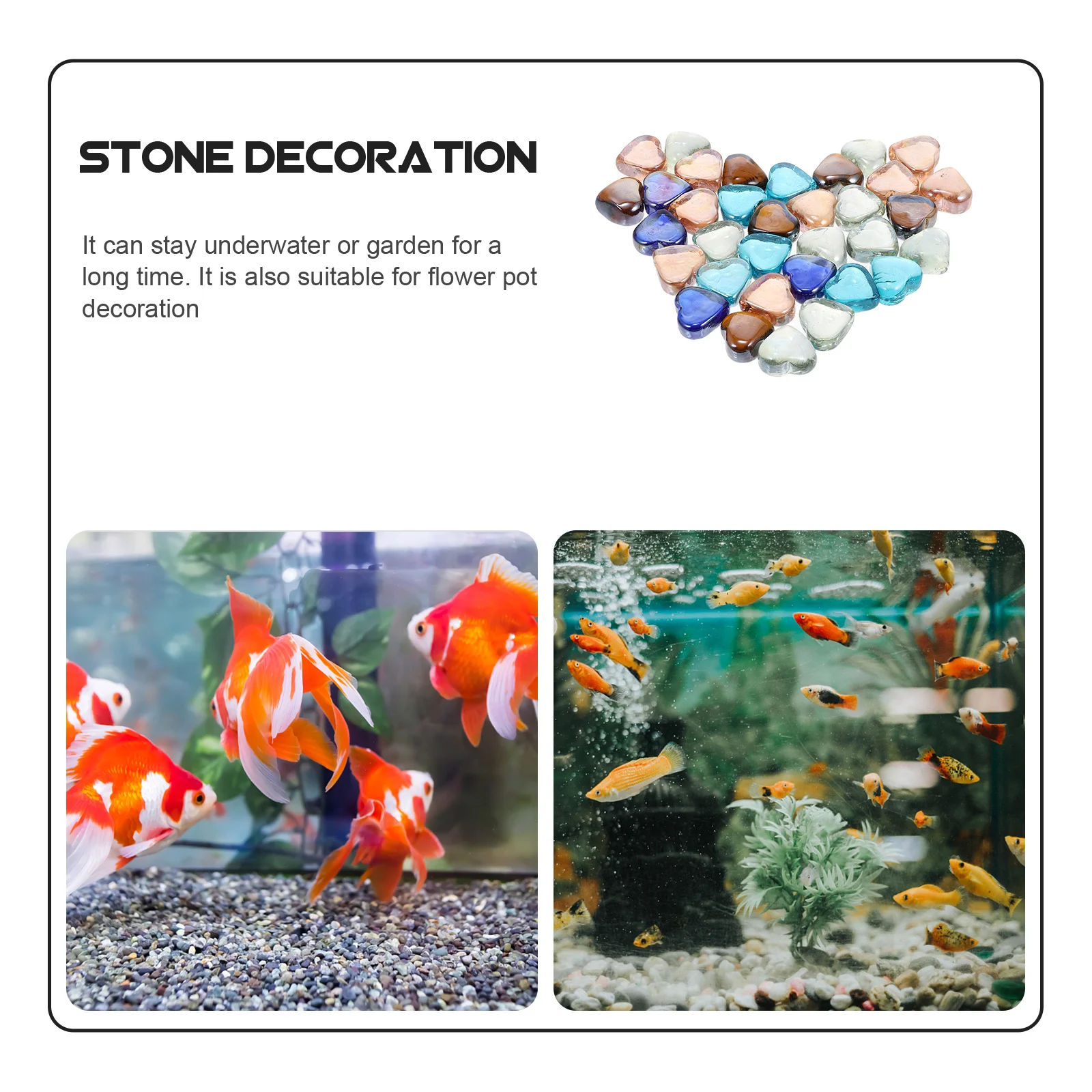 

1Set Aquarium Heart Stone Decoration Creative Garden Fish Tank Ornament Decorative Glass Colored Aquarium Stones
