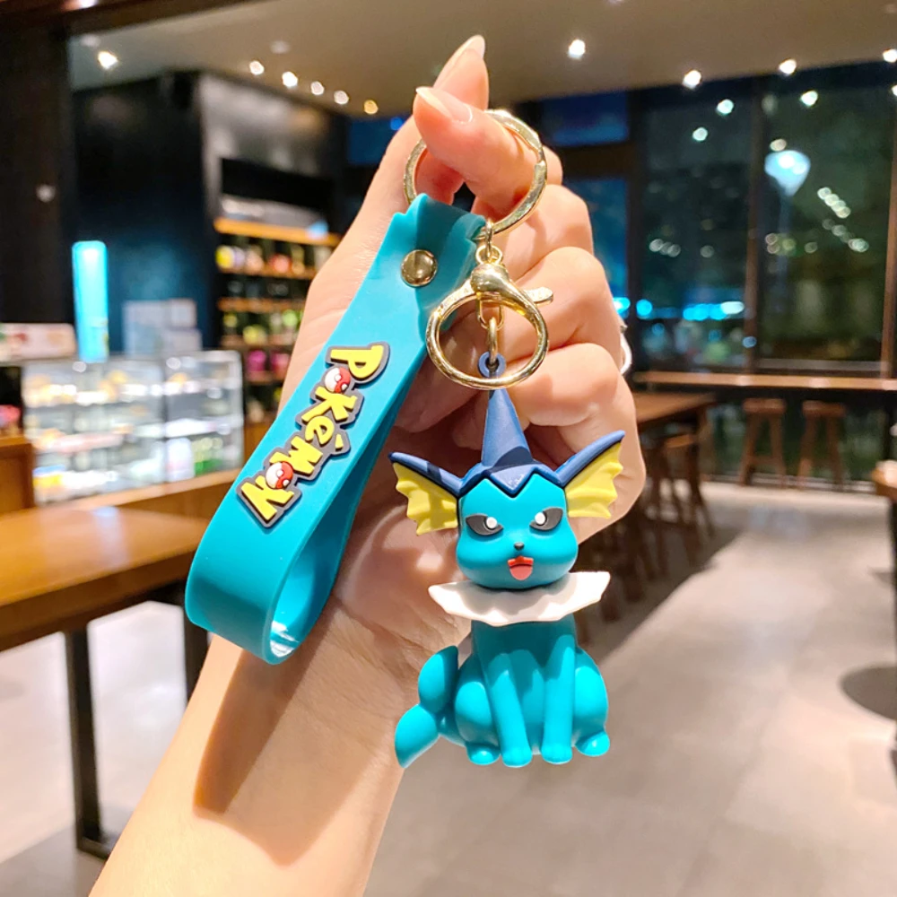 البوكيمون سلاسل المفاتيح بيكاتشو الإبداعية أنيمي الكرتون مفتاح سلسلة الحلي دمى Eevee Psyduck روليت للأطفال اللعب حقيبة قلادة الهدايا