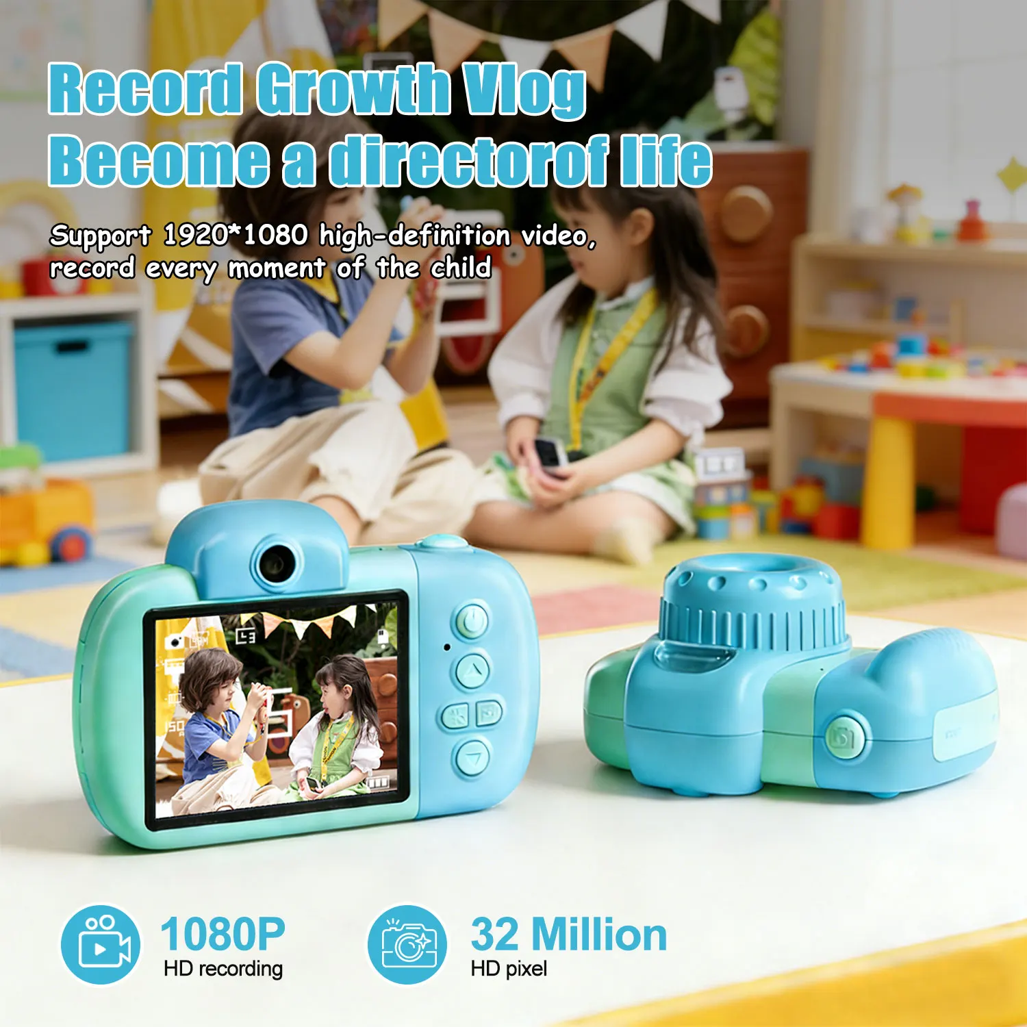 

Детская печатная камера K24. В комплект с картой памяти, наклейками и ремешком. — веселый подарок для детей.